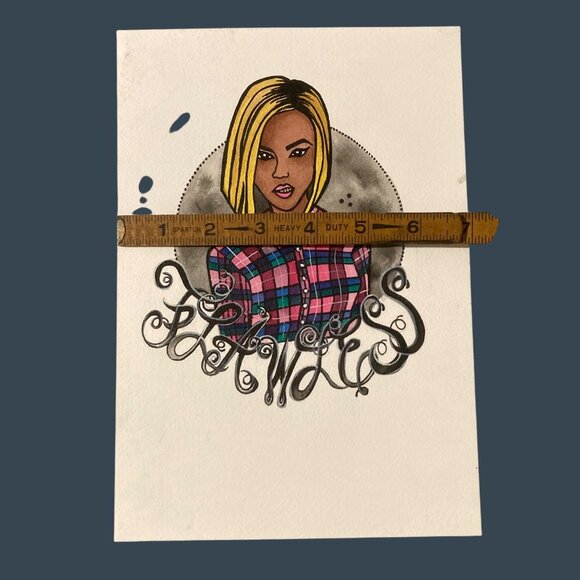 Tattoo Art Painting Latino Woman In Pink Plaid Shirt Flawless Font - Picture 3 of 3